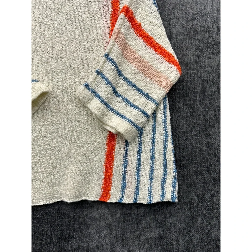 Dokotoo Sweater Womens‎ Medium White Colorblock Striped Comfy Cable Knit Winter